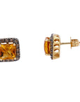 14K EFFY YG 2.60 CTW Citrine Halo Studs