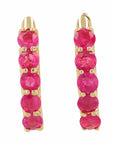 14K EFFY YG 2.38 CTW Ruby Hoops