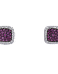 14K EFFY WG 1.03 CTW Ruby Cluster Studs