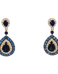 14K EFFY YG Sapphire & London Blue Topaz Halo Earrings