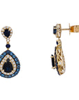 14K EFFY YG Sapphire & London Blue Topaz Halo Earrings