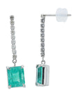 PT900 2.81 CTW Colombian F1 Emerald Dangle Earrings