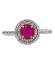 14K EFFY TT .57 CTW Ruby Halo Ring