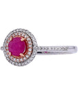 14K EFFY TT .57 CTW Ruby Halo Ring