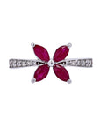 14K EFFY WG .87 CTW Ruby Flower Ring