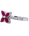 14K EFFY WG .87 CTW Ruby Flower Ring