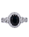 14K EFFY WG 1.90 CT Sapphire Halo Ring