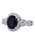 14K EFFY WG 1.90 CT Sapphire Halo Ring