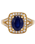 14K EFFY YG Sapphire Halo Ring