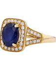 14K EFFY YG Sapphire Halo Ring