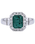 14K EFFY WG Emerald Halo Ring