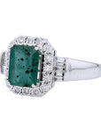 14K EFFY WG Emerald Halo Ring