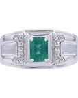 14K EFFY WG Emerald Gents Ring