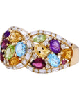 14K EFFY YG 2.75 CTW Multicolor Stone Cluster Ring