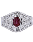 PT900 1.11 CT Oval Ruby Center Ring