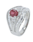 PT900 1.11 CT Oval Ruby Center Ring