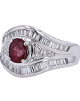 PT900 1.11 CT Oval Ruby Center Ring