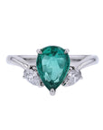 PT900 1.43 CT Pear Cut Emerald Ring