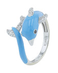 14K EFFY WG Enamel Dolphin Ring