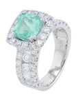 18K WG 1.73 CT Emerald Halo Ring