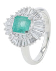 PT900 1.18 CT Colombian Emerald Ballerina Ring