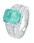 PT900 2.83 CT Colombian Emerald Center Ring