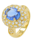 18K YG 3.07 CT No Heat Sri Lanka Sapphire Ring