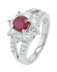 PT950 1.11 CT Thai Ruby Center Ring