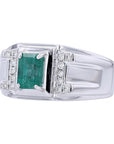 14K EFFY WG Emerald Gents Ring