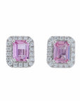 14K EFFY WG 0.80 CT Pink Sapphire Halo Studs