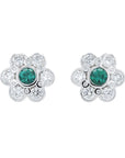 14K WG Lab Grown Diamond & Lab Grown Emerald Flower Earrings