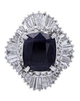 PT900 5.11 CT No Heat Burma Sapphire Ballerina Ring